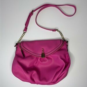 Juicy Couture Pink Shoulder Bag Y2K Slouchy Hobo Purse Gold Chain
